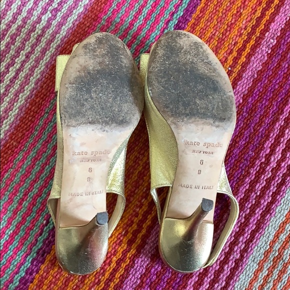 Kate Spade Gold Heels With Bow! - Picture 3 of 4